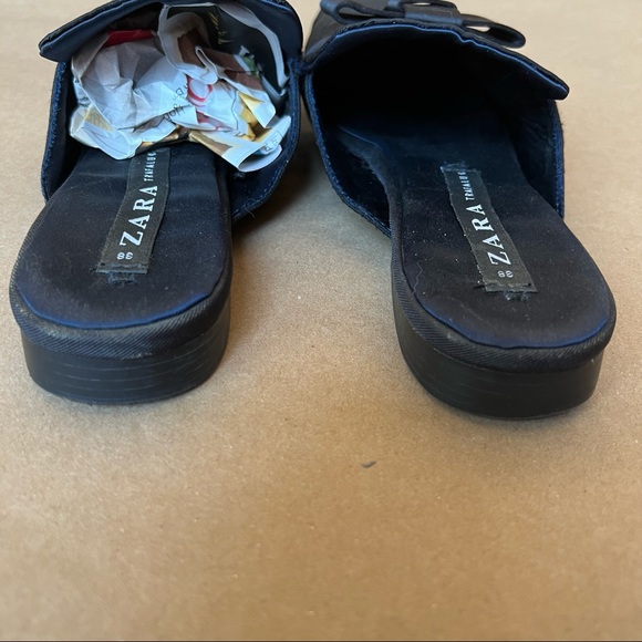 Zara Bow Slides Mules Black Size 38 - Picture 4 of 10